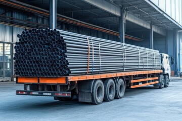 Truck loading of steel pipes for logistics
