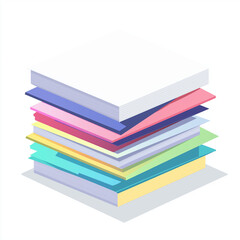 Neatly stacked colorful paper sheets in pastel tones, isolated on white background. Perfect for office, school, and creative projects