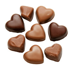 Obraz premium Assorted chocolate hearts in various sizes and flavors perfect for gifting on valentine's day or any romantic occasion isolated on transparent background..