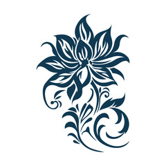 Beautiful Romantic Navy Blue Flower Floral Florist Ornament Border Decoration