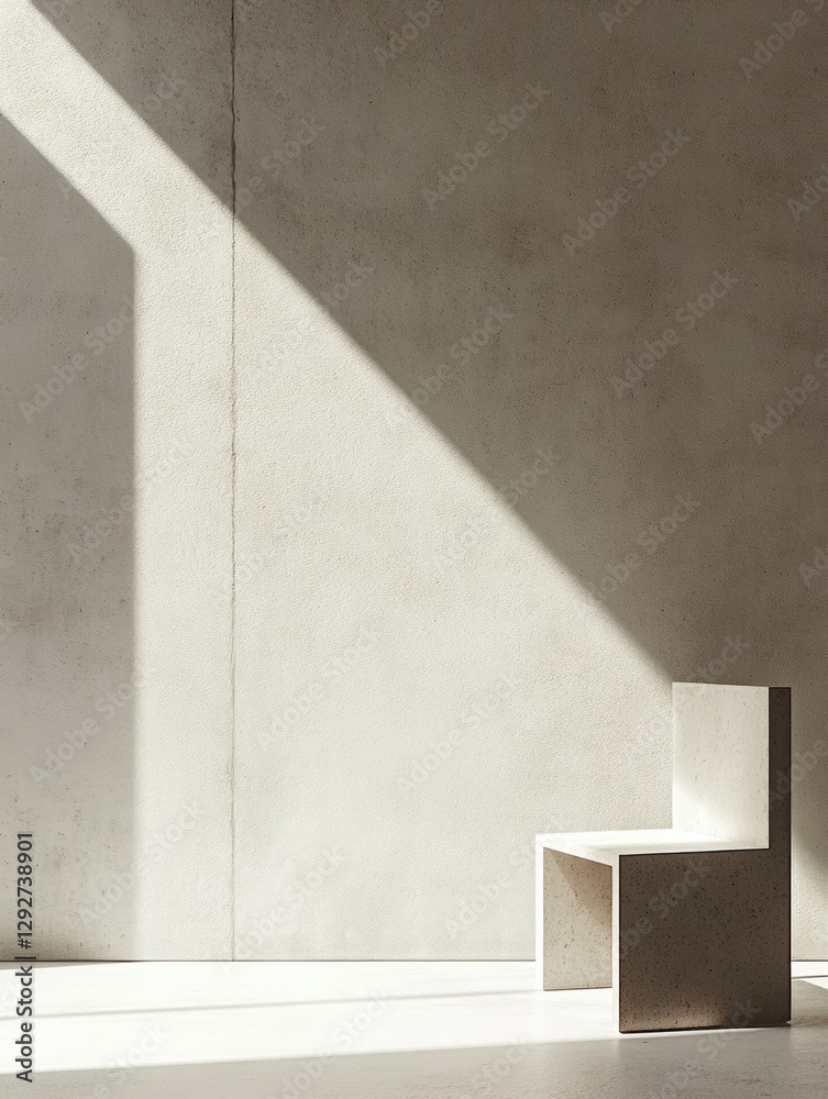 Aufkleber Minimalist chair positioned in soft natural light within a simple interior space. Generative AI