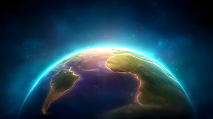 Fototapeta premium Earth sunrise, space background, global view, environmental concept