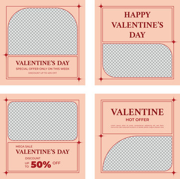 cute pink valentine's day template set