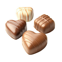 Naklejka premium Three exquisite chocolates arranged elegantly on a dark background highlighting the richness and variety of flavors isolated on transparent background..