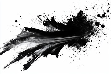 Monochromatic Ink Burst Abstract Swirl Composition, Black and White Splashes, Expressive Energy, Abstract Art Abstract art, ink painting