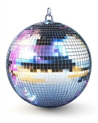 Fototapeta premium Disco Ball 3D Render Spherical Mirror Tiles, Party Decoration, Nightclub Theme, Disco Lighting Disco ball, 3D rendering