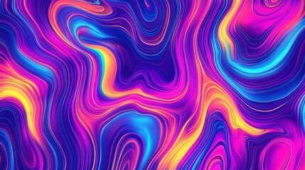Obraz premium Abstract Neon Swirl Composition Vibrant Pink, Blue, Yellow Marble Texture, Digital Art, Psychedelic, Liquid, Pattern Psychedelic art