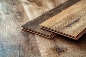 Vinyl laminate flooring with flexible quartz panels is installed over a natural sound absorbing base of needles in the apartment
