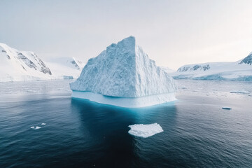 Majestic iceberg floating in Arctic waters with a rugged icy surface
