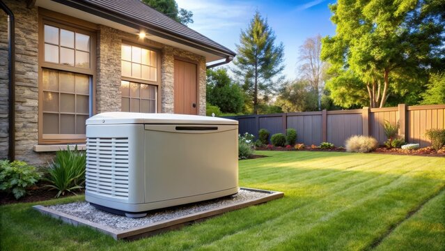 Home Standby Generator in Backyard, equipment, power,  equipment, power, clean, modern, backup, outdoor, automatic