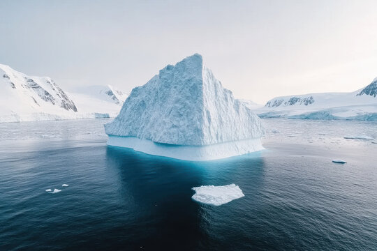 Majestic iceberg floating in Arctic waters with a rugged icy surface
