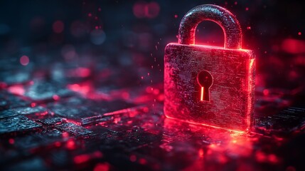 Global digital security concept – lock icon for cyber security, digital data protection, and network protection with 5g high-speed internet connectivity & big data analysis background