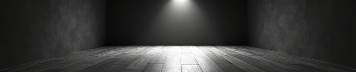 Fototapeta premium Monochrome room, single light source illuminates floor, still life photography, grain, spot