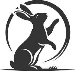 Rabbit standing on its hind legs, reaching for the sky animal silhouette vector