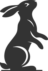 Rabbit standing on its hind legs, reaching for the sky animal silhouette vector