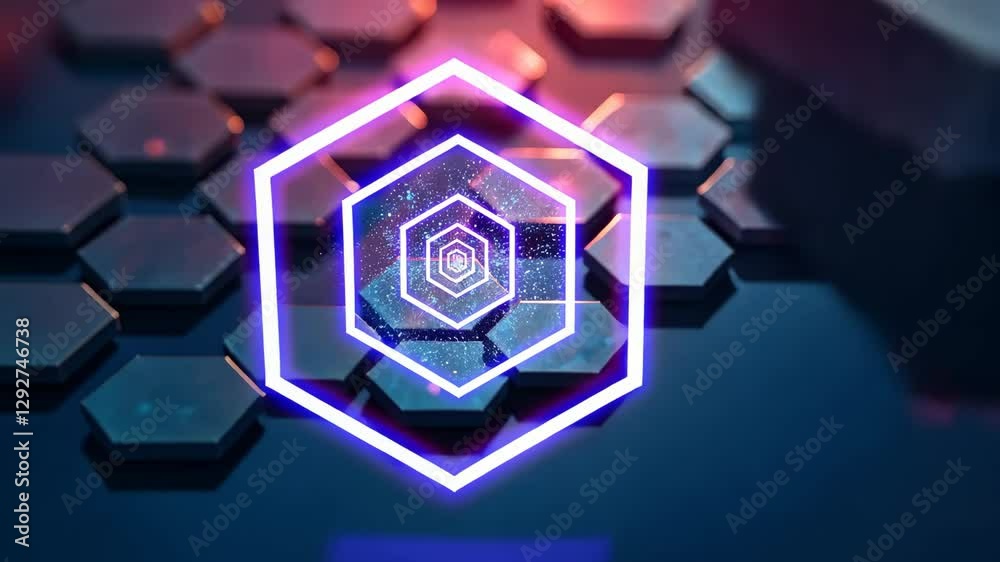 Poster a blue and white hexagonal pattern. the blue is the color of the hexagon. the white is the backgroun