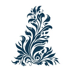Beautiful Romantic Navy Blue Leaves Foliage Flower Floral Florist Ornament Border Decoration