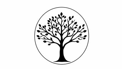 Obraz premium A Silhouette of a Tree Inside an Oval, Simple and Elegant