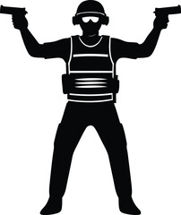 Police Officer silhouette vector illustration icon design, Police line art vector