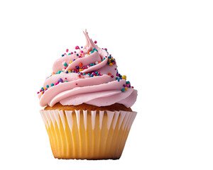 cupcake with icing and sprinkles