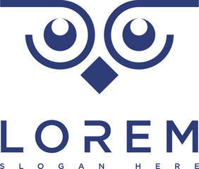 Blue owl vector icon with minimalist and modern design. Big eyes, clean lines and subtle gradients create a smart look. Suitable for logos, apps and digital designs