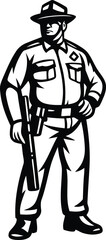 Police Officer silhouette vector illustration icon design, Police line art vector
