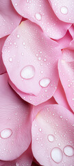 Close-Up of Soft Pink Rose Petals Covered in Dewdrops, Showcasing Delicate Texture, Freshness, Natural Beauty with Intricate Details in a Romantic and Serene Botanical Macro Photography Style