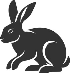 Rabbit crouching down as if ready to leap animal silhouette vector