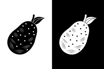 Fresh Sweet Potato Silhouette Black & White Graphic