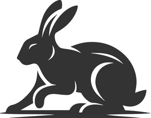 Rabbit crouching down as if ready to leap animal silhouette vector