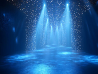 3D Blue Abstract Background with Spotlights