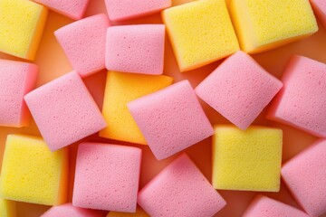 Yellow and pink cube shaped foam backdrop