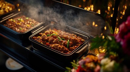 Obraz premium Delicious Steaming Hot Buffet Food