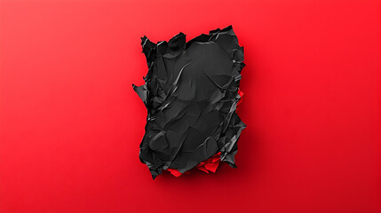Black paint texture on red background, design element