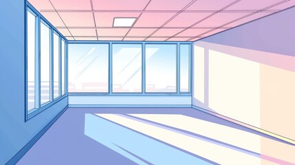 Bright Modern Office Interior with Large Windows and Natural Light