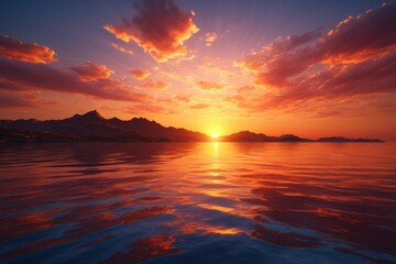 Obraz premium arafed view of a sunset over a body of water