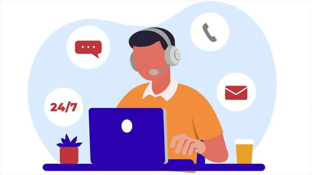 Customer service 2D animated Illustration