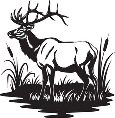 Majestic Elk in the Wild A Black and White Design vector