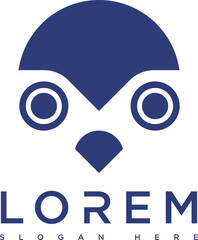 Blue owl vector icon with minimalist and modern design. Big eyes, clean lines and subtle gradients create a smart look. Suitable for logos, apps and digital designs