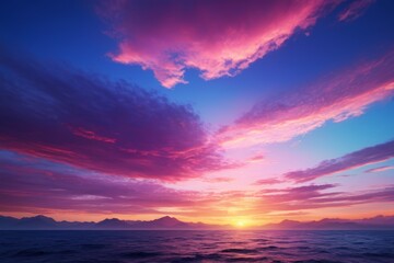 Fototapeta premium arafed sky with a pink and blue sunset over the ocean