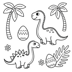 Black and White Dinosaur Drawing for Coloring Fun for Children