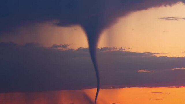 inspiring spectacle of a tornado at sunset with its foreboding magnificence enthralling vortex