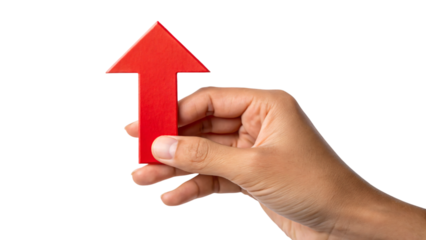 hand holding red arrow