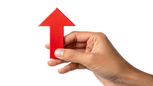 hand holding red arrow