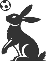 Rabbit standing on its hind legs and tossing a small ball animal silhouette vector