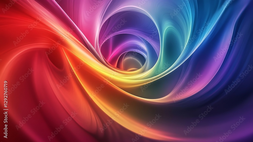 Poster abstract swirling vortex of vibrant rainbow colors in a dynamic spiral pattern. creative digital art