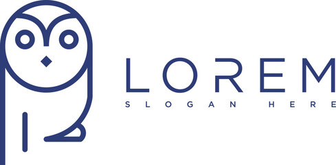 Blue owl vector icon with minimalist and modern design. Big eyes, clean lines and subtle gradients create a smart look. Suitable for logos, apps and digital designs