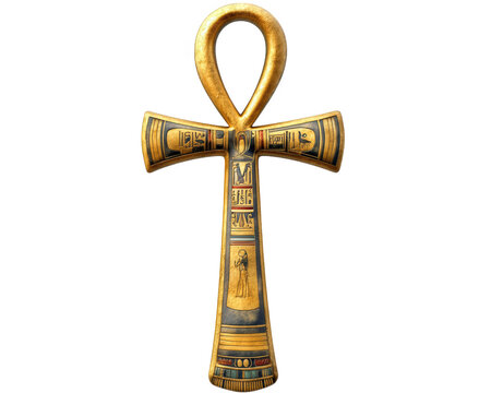Ancient Egyptian ankh symbol, sacred cross representing life and immortality, adorned with intricate designs and hieroglyphs, showcasing rich cultural heritage