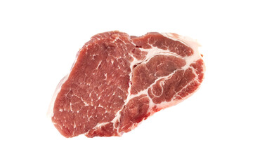 Isolated raw pork shoulder steak, ready for grilling or slow cooking into a delicious meal.
