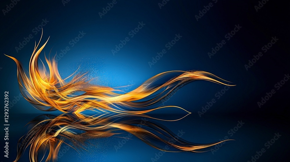 Poster elegant kanok flame design abstract art digital artwork blue background dynamic viewpoint symmetrica